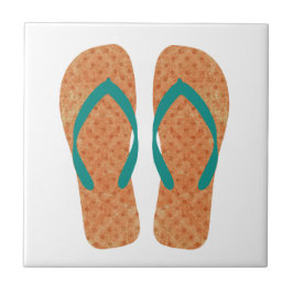 Orange Green Summer Beach Flip Flops Keramik Tile Fliese