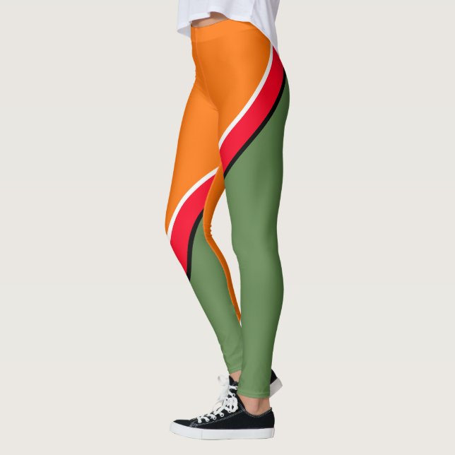 Orange, Green und Red Diagonal Leggings (Links)