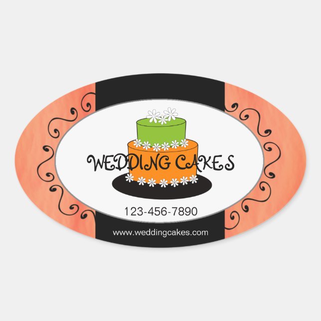 Orange Green Wedding Cake Bakery Product Sticker (Vorderseite)