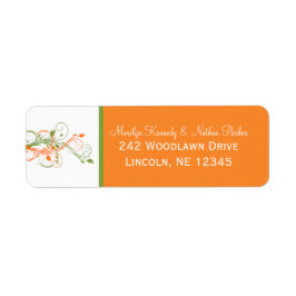 Orange, Green, White Floral Return Address Label