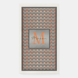 Orange & Grey Polka Dot Pattern Monogramm Serviette