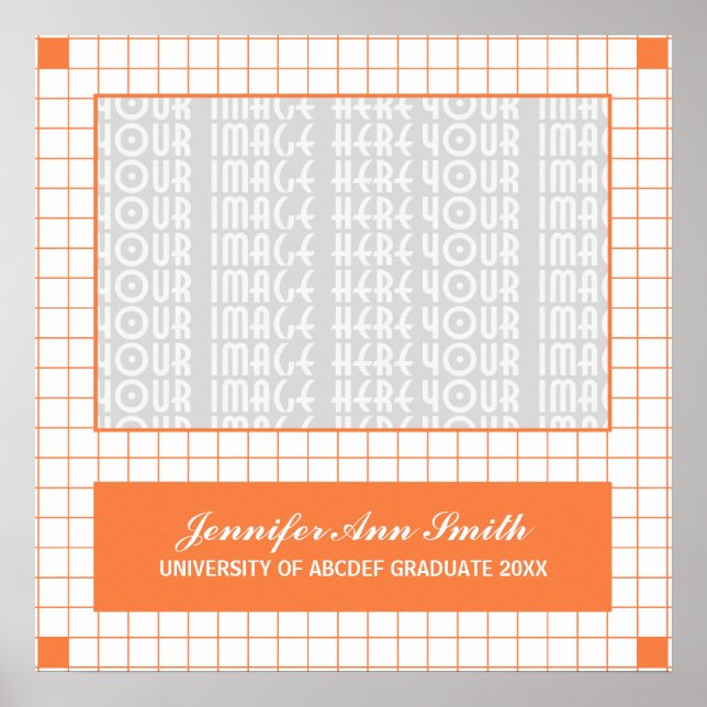 Orange Grid Foto Poster (Vorne)