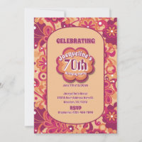 Orange Groovy Psychedelic 60er 70er Floral Birthda