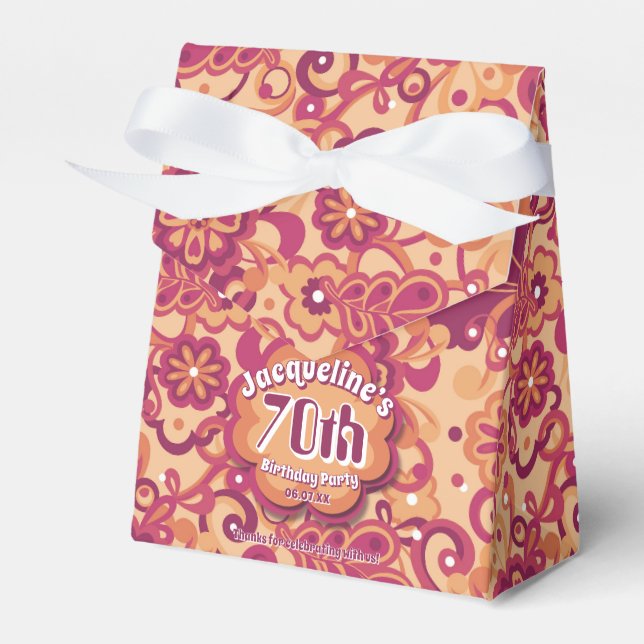 Orange Groovy Psychedelic 60er 70er Floral Birthda Geschenkschachtel (Vorderseite)