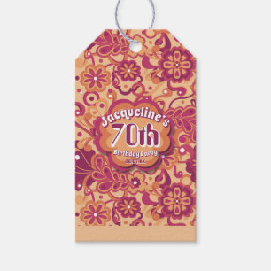 Orange Groovy Psychedelisch 60er 70er Floral Gebur Geschenkanhänger