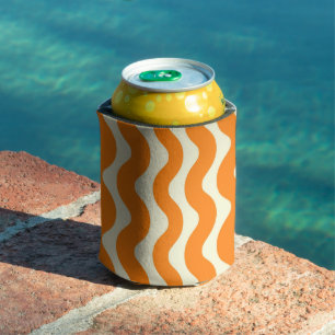 Orange Groovy Wavy Stripe Abstrakt Moderner Frühli Dosenkühler