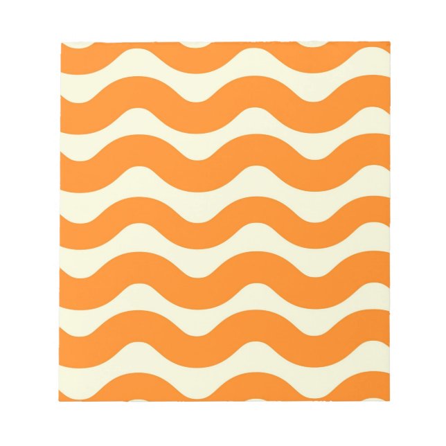 Orange Groovy Wavy Stripe Abstrakt Moderner Frühli Notizblock (Vorderseite)