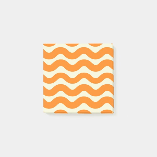 Orange Groovy Wavy Stripe Abstrakt Moderner Frühli Post-it Klebezettel (Vorderseite)