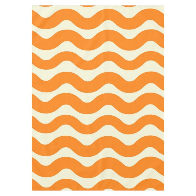 Orange Groovy Wavy Stripe Abstrakt Moderner Frühli Tischdecke (Vorderseite)
