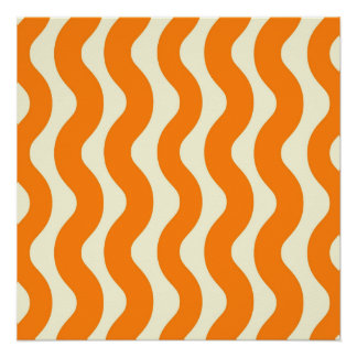 Orange Groovy Welliges Streifenmuster Abstract Mod Poster