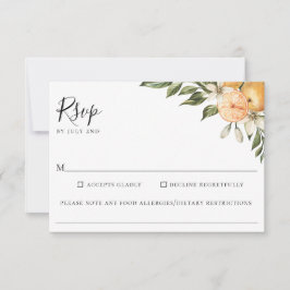 Orange Grove Citrus Wedding Food Allergie UAWG RSVP Karte