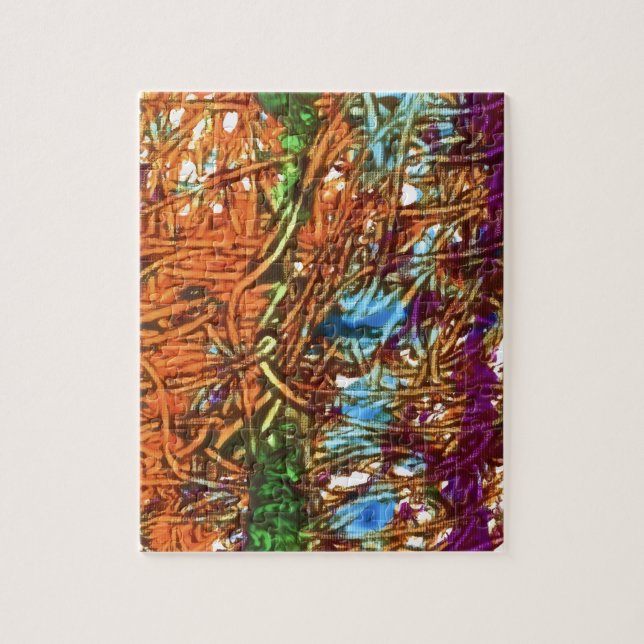 Orange, Grüne, Blaue, Lila Marmor-Kunstwerke Puzzle (Vertikal)