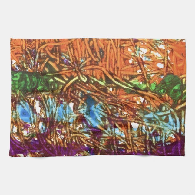 Orange, Grüne, Blaue, Lila Marmorkunst Geschirrtuch (Horizontal)