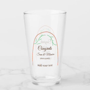 Orange grüne Boho Gratulation Name Datum Bögen Glas