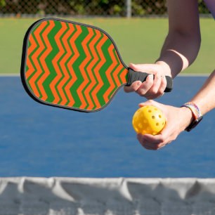 Orange Grüne Chevron-Zickzack-Design Pickleball Schläger