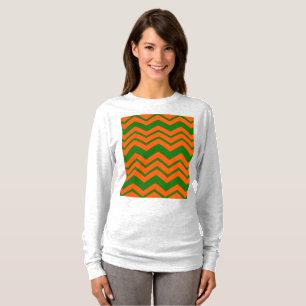Orange Grüne Chevron-Zickzack-Design T-Shirt
