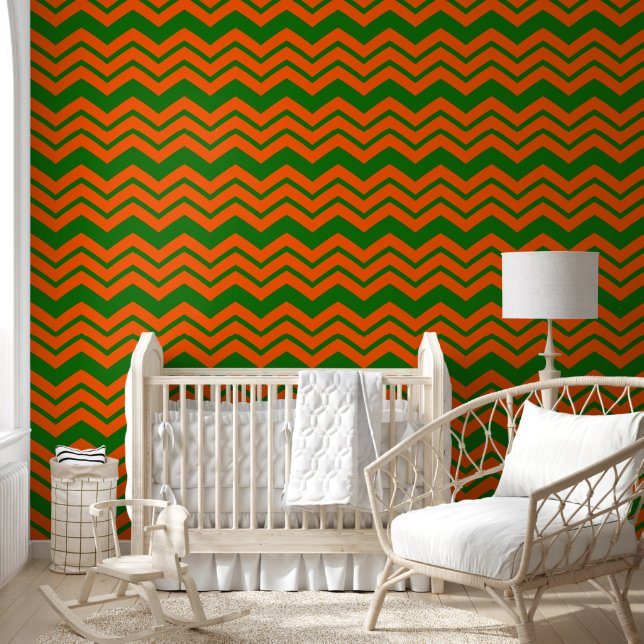 Orange Grüne Chevron-Zickzack-Design  Tapete (Kinder)