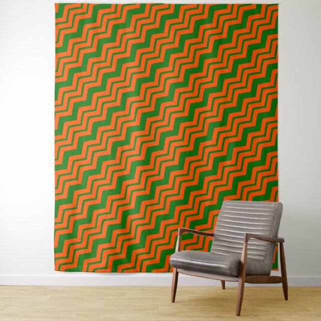 Orange Grüne Chevron-Zickzack-Design  Wandteppich (Beispiel)