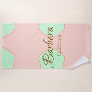 Orange grüner Pastell Boho Namen hinzufügen Ort ru Strandtuch