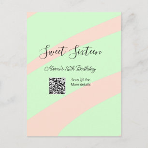 Orange grüner Pastell QR Sweet Sixteen Geburtstag  Postkarte