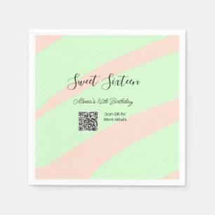Orange grüner Pastell QR Sweet Sixteen Geburtstag Serviette