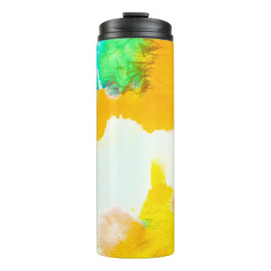 Orange grungy Farbe. Tie Dye Druck. Farbiger Batik Thermosbecher