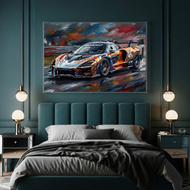 Orange GTR Supersportwagen-Rennwagen Poster