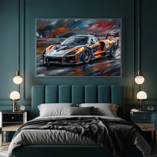 Orange GTR Supersportwagen-Rennwagen Poster