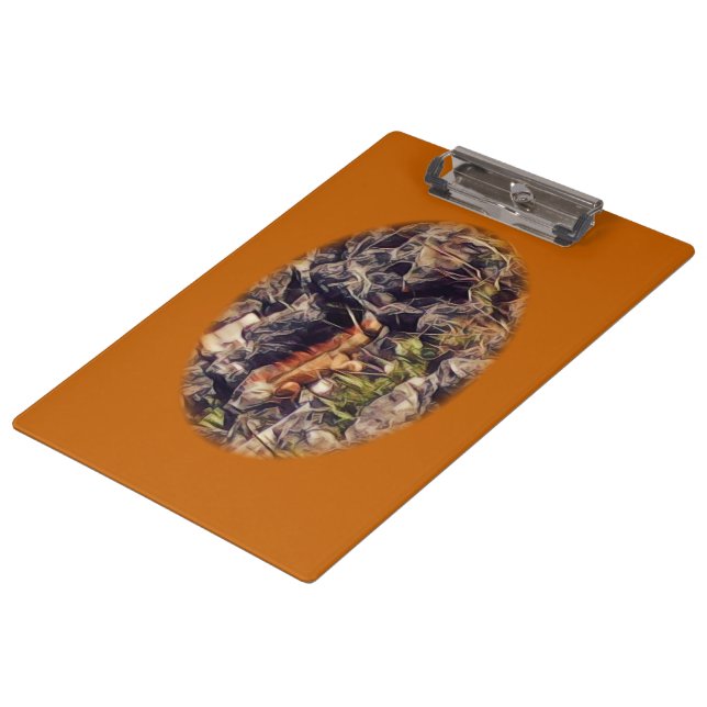 Orange Guana Art Klemmbrett (Schrägansicht)