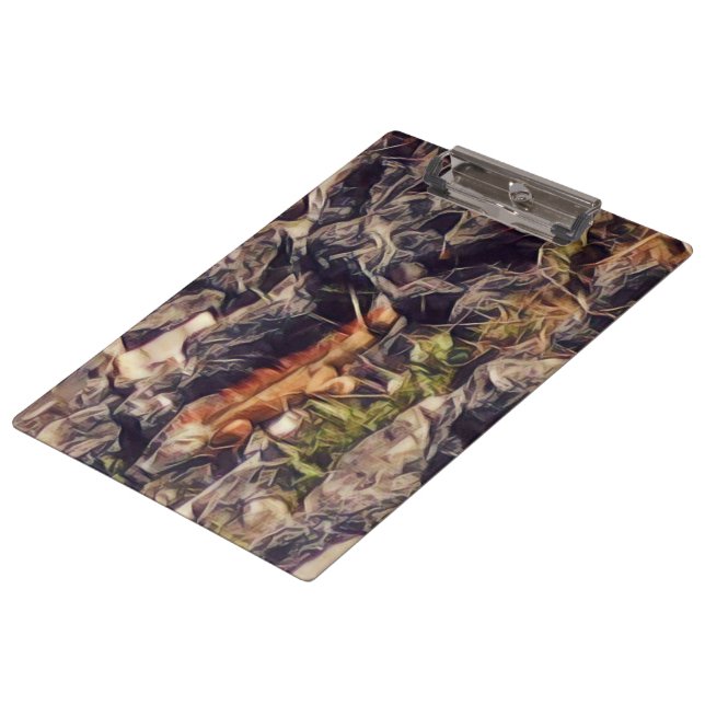 Orange Guana Art Klemmbrett (Schrägansicht)