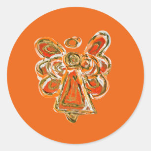 Orange Guardian Angel Art Decal Stickers