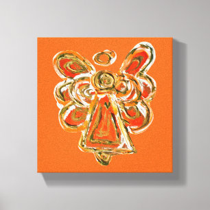 Orange Guardian Angel Art Wrapped Canvas Malerei Leinwanddruck