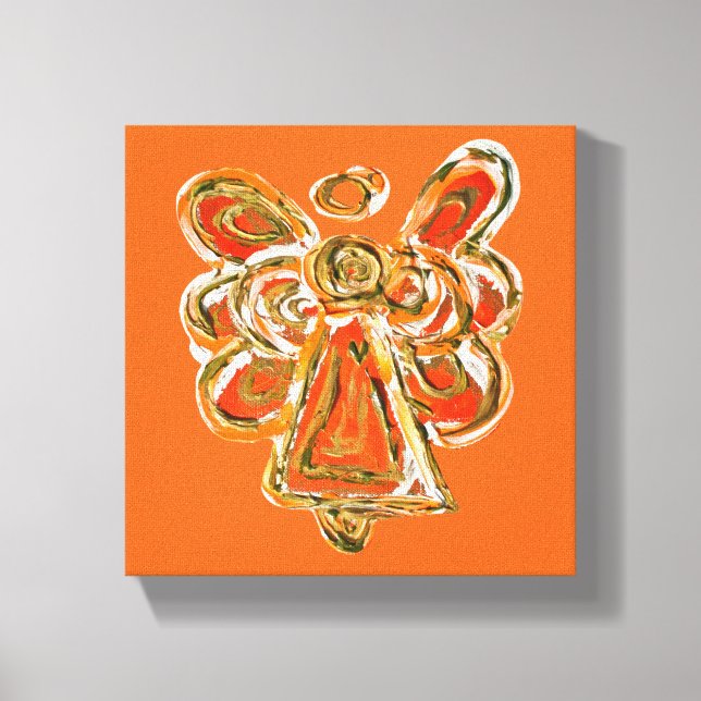 Orange Guardian Angel Art Wrapped Canvas Malerei Leinwanddruck (Vorderseite)
