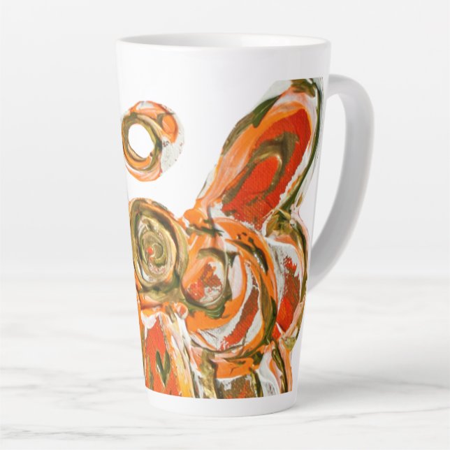 Orange Guardian Angel Custom Latte Coffee Tasse Cu (Rechte Ecke)