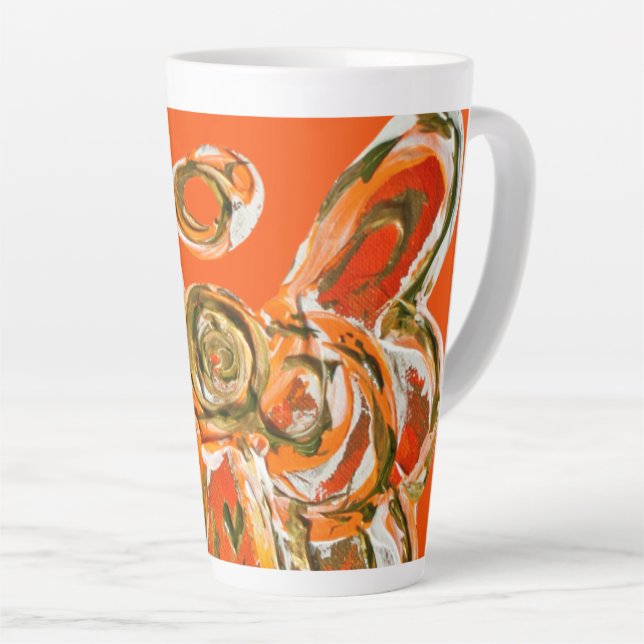 Orange Guardian Angel Custom Latte Coffee Tasse Cu (Rechte Ecke)