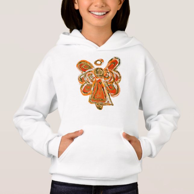 Orange Guardian Angel Holiday Hoodie Sweatshirt (Vorderseite)