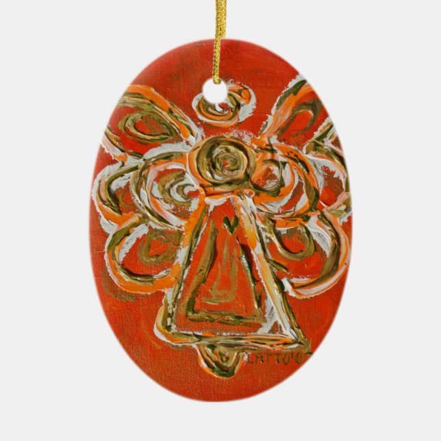 Orange Guardian Angel Keramik Ornament (Vorne)