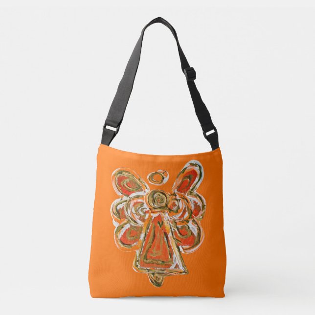 Orange Guardian Angel Pursuit Art Cross Body Bag Tragetaschen Mit Langen Trägern (Vorderseite)