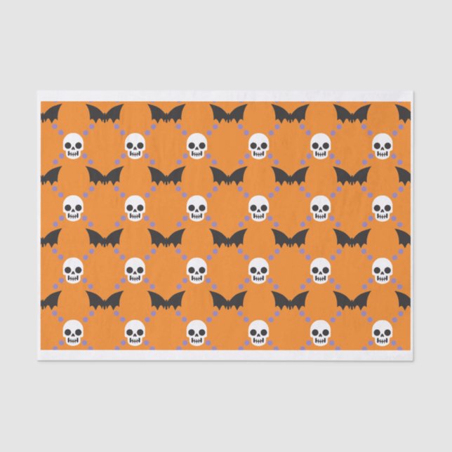 Orange Gucci Skull Pattern Seidenpapier (Vorderseite)