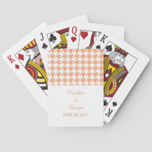 Orange Hahnentrittmuster Wedding Cards Spielkarten