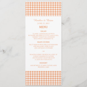 Orange Hahnentrittmuster Wedding Menu Menükarte