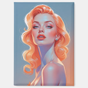 Orange Hair Button-Up Portrait Magnet