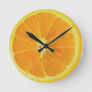 ORANGE-HALF WALL CLOCK RUNDE WANDUHR
