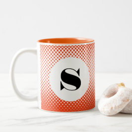Orange Halftone Polka Dot Pattern Cup Zweifarbige Tasse