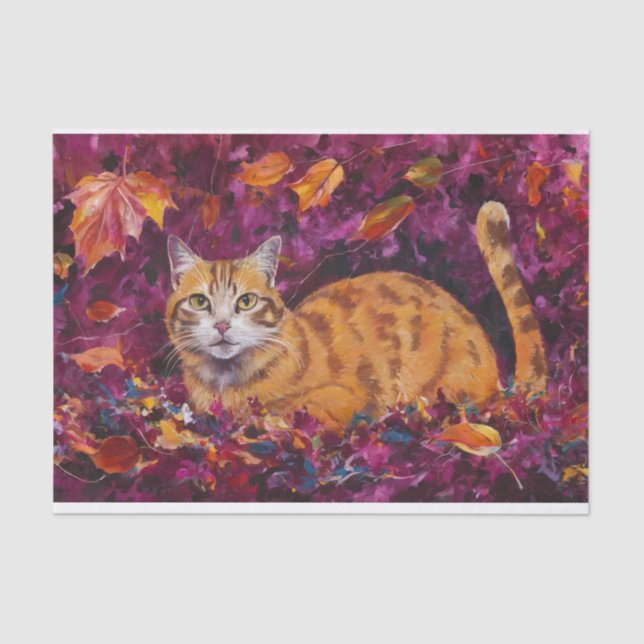 Orange Halloween Cozy Cat, Spooky Tabby Seidenpapier (Vorderseite)