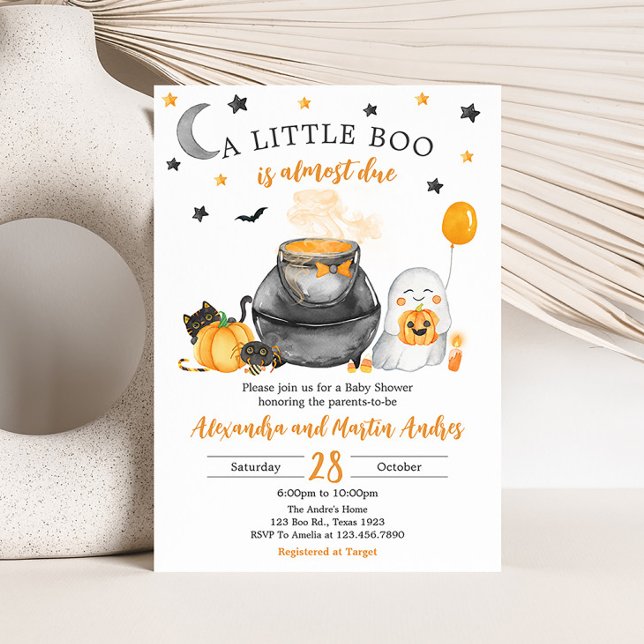 Orange Halloween eine kleine Boo Baby-Dusche Einladung (Little Boo Orange Baby Shower Invitation)