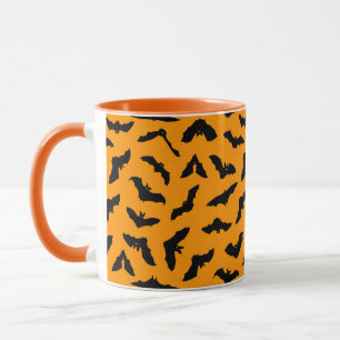 Orange Halloween Flying Bats Tasse