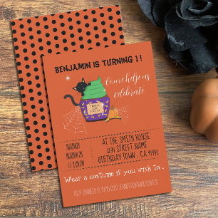 Orange Halloween-Geburtstagseinladung für Kinder Einladung