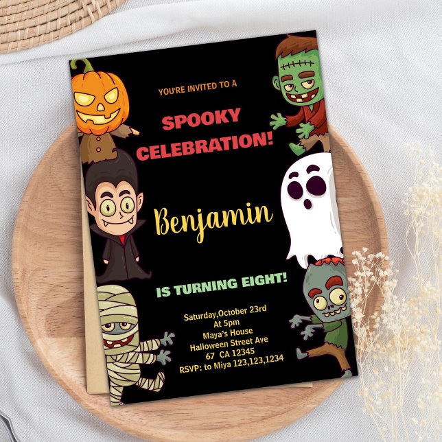 Orange Halloween Geburtstagseinladungen Einladung (Orange Halloween Birthday Invitations)