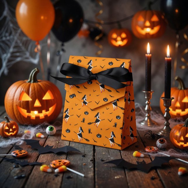 Orange Halloween Gefälligkeitsbox mit Hexen Geschenkschachtel (Von Creator hochgeladen)